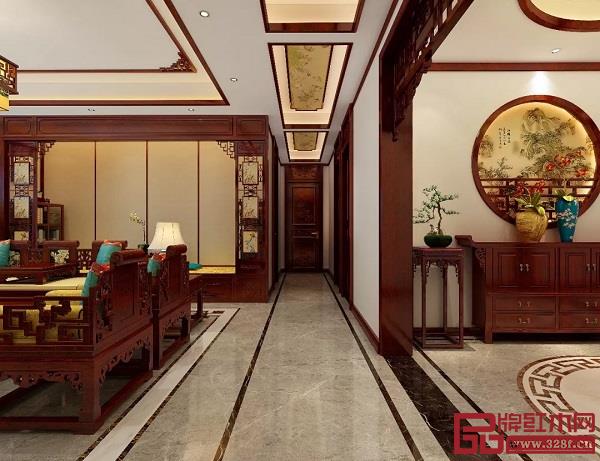 過道中式紅木裝修 過道中式紅木裝修
