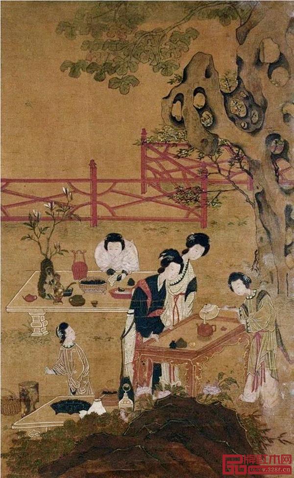 《宮女煮茗》,仇英,明 《宮女煮茗》,仇英,明