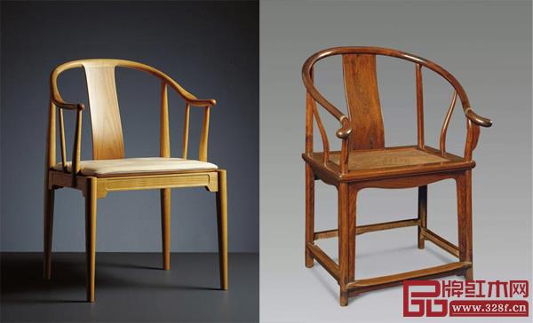 漢斯·魏格納中國椅(左)、明式圈椅 漢斯·魏格納中國椅(左)、明式圈椅