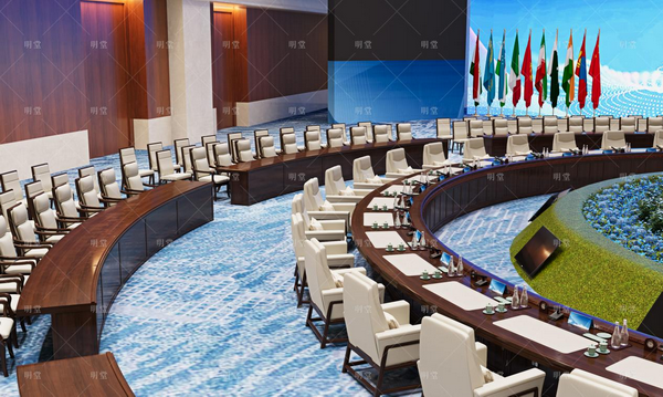 上合峰會(huì)主會(huì)場(chǎng)會(huì)議桌效果圖